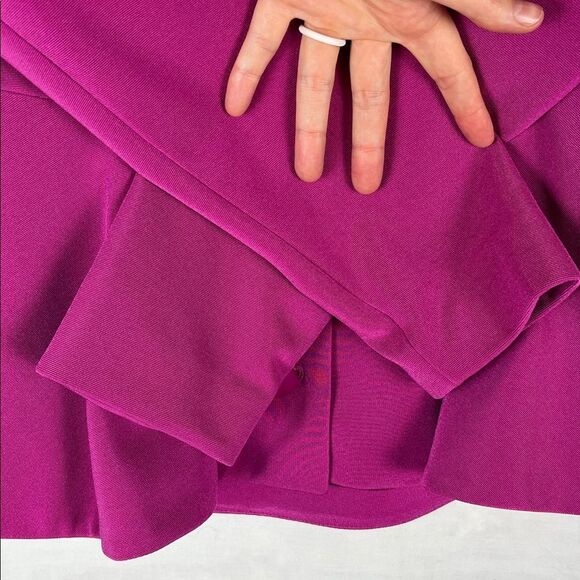 Fuchsia Midnight Velvet Square Neck Women's Skirt Suit - Picture 5 of 9